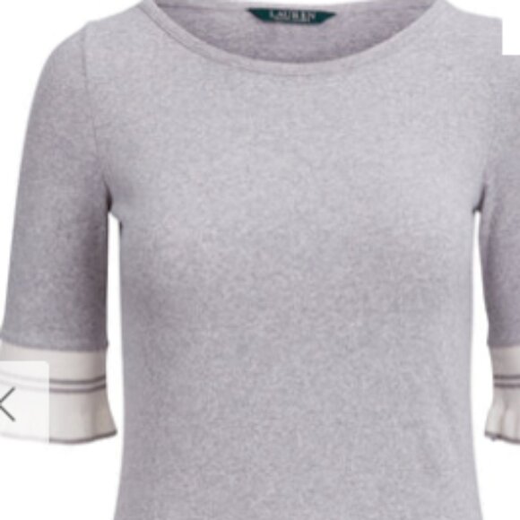 Lauren Ralph Lauren Gray Ruffled Top – Size Medium - Picture 3 of 9